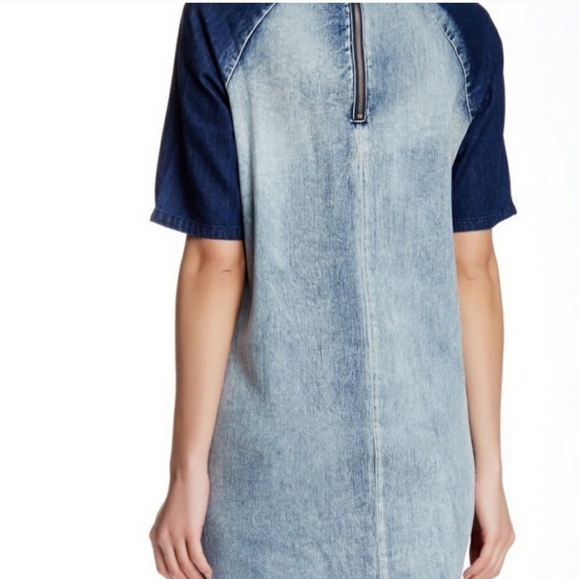 Harlowe & Graham Denim Color-blocked Summer Dress with Pockets - Picture 2 of 11